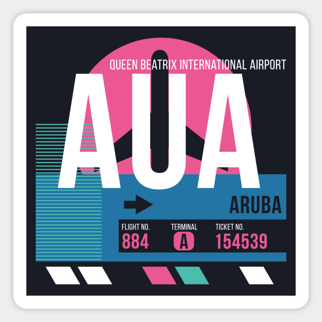 Aruba (AUA) Airport // Sunset Baggage Tag Magnet by Now Boarding